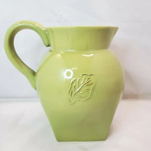 Tastefully Simple Host Collection Olive Green Pitcher Jug Handle Leaf Motif - Picture 1 of 5