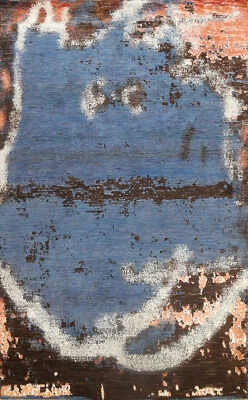 Abstract Hand-knotted Wool/ Silk Rug 9x12 ft Modern Design - Image 1 of 4