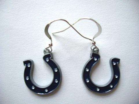 INDIANAPOLIS COLTS Earrings NFL Jewelry Pewter Horseshoe Charm Sterling Earwires Cover