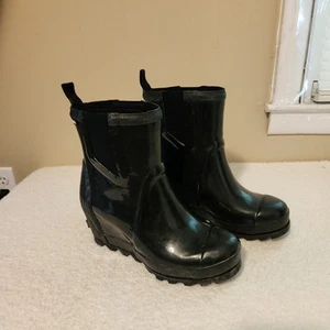 Sorel NL2526-010 Joan Damen-Chelsea-Stiefeletten schwarz Keilabsatz Gummi Regen Größe 8 - Bild 1 von 11