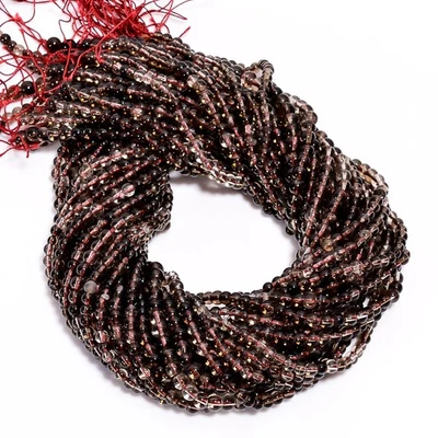 Natural Smoky Quartz Gemstone Round Shape Smooth Beads 4X4.5 mm Strand 15" UB633 - Imagem 1 de 3
