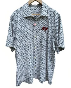 Tommy Bahama Shirt Men XL White Black Tampa Bay Buccaneers Silk Cotton Button - Picture 1 of 8