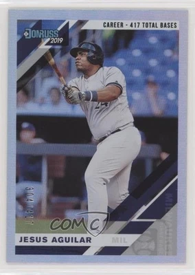 2019 Donruss Career Stat Line Jesus Aguilar (Grey Jersey Full Name on Front) - Image 1 of 2