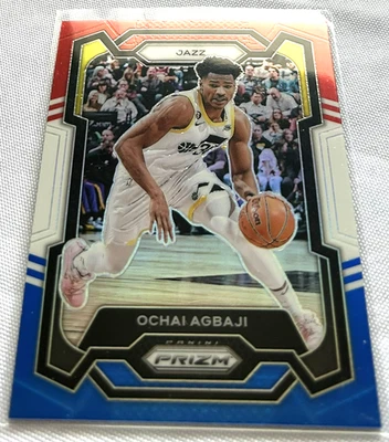 2023-24 Panini Prizm Basketball Ochai Agbaji Utah Jazz Red White & Blue Prizm - Image 1 of 3