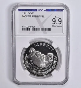 Proof 9.9 1991-S Mount Rushmore Commemorative Dollar NGC X NGCX *2797 - Picture 1 of 5