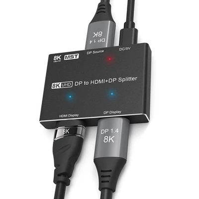 DisplayPort Splitter 8K DP to DP+HDMI Splitter 8K30Hz 4K120Hz MST SST HDR 4:4:4 - Image 1 of 4