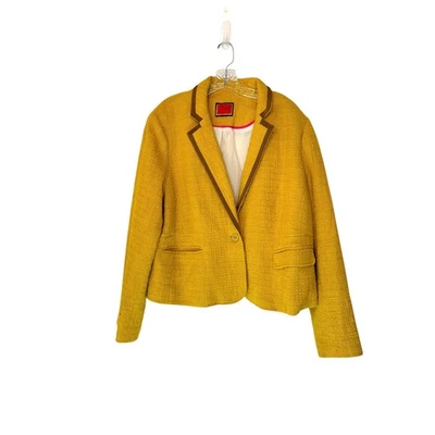 Blazer J.Crew amarelo trabalho escritório carreira texturizado tweed twee peplum estilo AR426 - Imagem 1 de 4