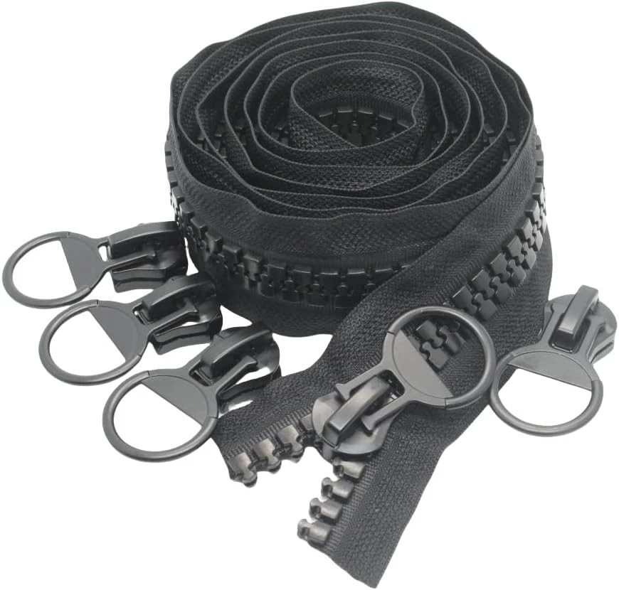 20 Super Large Plastic ZIPPER Black Heavy Duty Zippers Yard BULK Yards 5pcs DIY