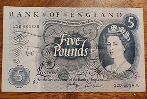 Great Britain PK #375c ND(1970-71) 5 Pounds Circulated Banknote - Picture 1 of 2