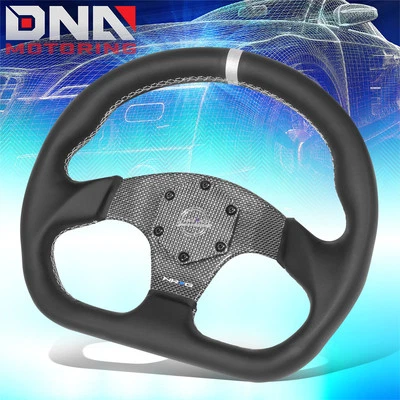 NRG 320mm Flat Bottom Carbon Fiber Center Leather Steering Wheel RST-024CF-SL - Image 1 of 4