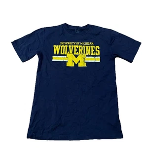 Distressed University Of Michigan Wolverines Football Shirt Size M Blue Vintage - Bild 1 von 6
