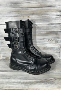 Stivali sottocoperta lunghi in pelle neri Inghilterra punk biker ranger oppio - Foto 1 di 24