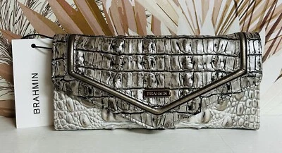 CARTERA BRAHMIN NUEVA CON ETIQUETAS FAIREST GRIS ROMPEOLAS VERONICA ~ CUERO GENUINO  Foto 1 de 4