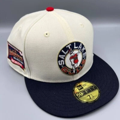 Salt Lake Gulls Hat Men 7 1/2 White Black 59Fifty New Era MiLB Fitted Cap New - Image 1 of 4