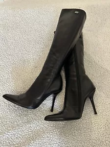 Botas de tacón alto Buffalo 11480 T. 38 botas de cuero negro cuero auténtico - Imagen 1 de 12
