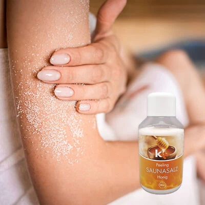 KK HYGIENE KK Sauna Salz Peeling Honig 500g Meersalz Body Scrub Dusch- und Körperpeeling