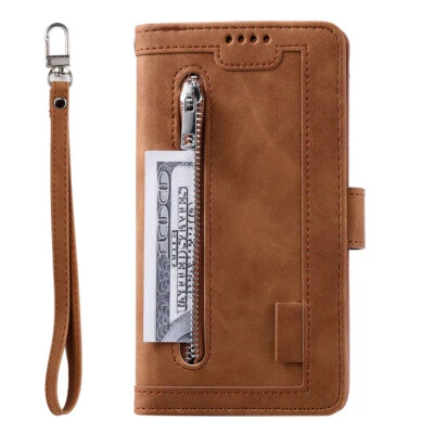 Zip Wallet Case Card Lanyard Leather Flip Cover for OnePlus Nord 11 8T 7T 8 Pro - Image 1 of 4