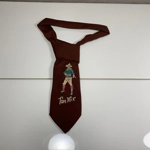 Cravate enfant/poupée vintage années 30 émission radio TOM MIX marron rouge RARE HTF - Photo 1/9