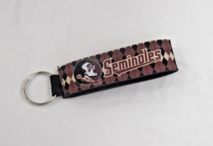 FLORIDA STATE GARNET ARGYLE PATTERN  WRIST KEY CHAIN. 1.5" X 7"4" SOFT NEO NEW - Picture 1 of 1