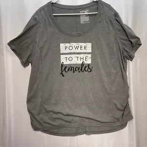 Terra & Sky gray scoop neck power to the females stretch short sleeve top 2X - Picture 1 of 8