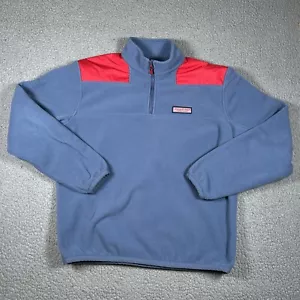 Vineyard Vines Sweater Mens Medium Blue Red Fleece Pullover Outdoor Preppy - Picture 1 of 10