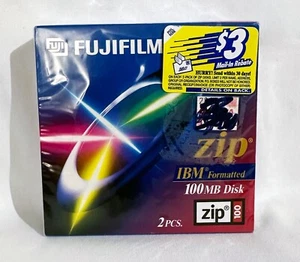 FUJI FUJIFILM 100 MB Zip Drive Disks IBM Formatted 2 Pack NEW Factory Sealed - Picture 1 of 3