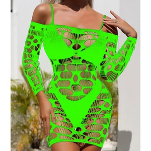 Sexy Lady Lingerie Fishnet See Through Bodycon Mesh Babydoll Mini Dress Clubwear - Picture 1 of 51