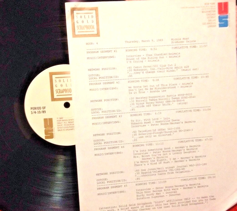 3/9/89 SOLID GOLD SCRAPBOOK'S MICKIE MOST: ANIMALS (4), HERMITS HERMITS (5),MORE - Image 1 of 1
