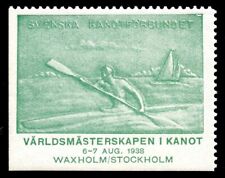 Sweden Poster Stamp - 1938, Stockholm - First World Canoe Championships - Kayak