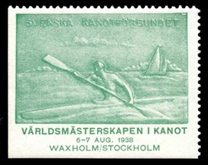Sweden Poster Stamp - 1938, Stockholm - First World Canoe Championships - Kayak - Picture 1 of 1