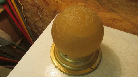 Antique Brass Ceiling Light Fixture & Antique Gold Globe Cover