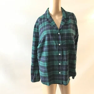 Gap Body Size S Flannel Pajama Top Plaid Button-Up Fun Sleep Green Longsleeve - Picture 1 of 5