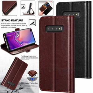 PU Leather Wallet Case Flip Holder Card Stand Cover For Samsung Galaxy Phones - Picture 1 of 28