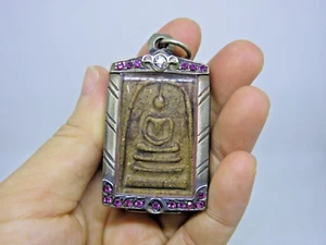 Phra Somdej Buda Tailandés Amuleto Lp Toh Wat Rakang PIM LEK Antigua Carcasa Plateada - Imagen 1 de 8