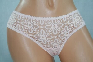 Pink Victoria's Secret Cheeky Panty w Loop Fringe & Sheer Floral Pattern Size S - Picture 1 of 2