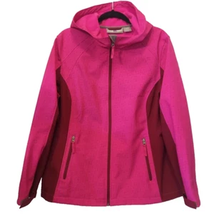 Free Tech Jacket Women's Size XL 16-18 Lined Softshell Hooded Pink Geo Pattern - Picture 1 of 16