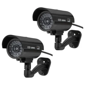 2x Dummy Security Camera Fake LEDs Flashing Light Home Surveillance Waterproof - Picture 1 of 7