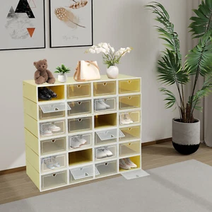 24er Schuhboxen Stapelbare Box Avocado Grün Schuhbox mit Tür Schuhkarton Kunstst - Bild 1 von 14