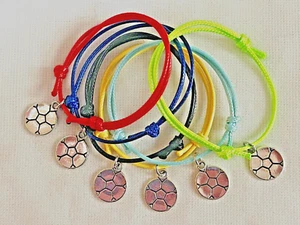 6 FOOTBALL FRIENDSHIP BRACELETS PARTY BAG FILLERS SOCCER Tombola Prizes FAVOURS - Picture 1 of 1
