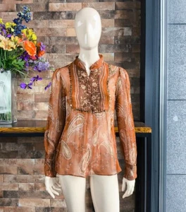 Blumarine - BLUGIRL  Vintage Chiffon Blouse with Rhinestones Decor 42 IT - Picture 1 of 19