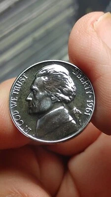 1961 Proof Jefferson Nickel 5C Pretty Blue Toning Gem Proof                 S916 - Image 1 of 3