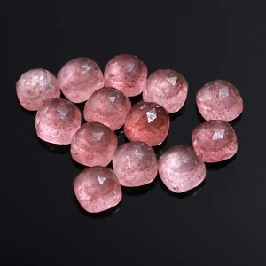 Pink Strawberry Quartz 50 Pcs Cushion Rose Cut Natural 13mm Loose Gemstone - Picture 1 of 4
