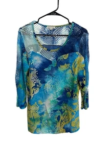 Top tunica Adore Artsy grande stampa colorata taglia L blu verde giallo design - Foto 1 di 10