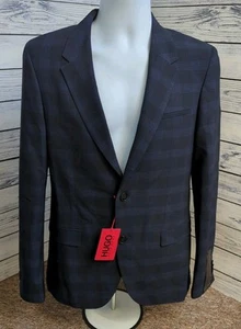 HUGO Performance Wool Blend Extra Slim Fit Navy Suit Jacket 36L Trousers 31W - Picture 1 of 15