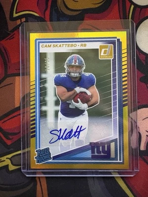 2025 Panini Donruss Rated Rookie Cam Skattebo Gold Autographs /25 Auto Giants 🔥 - Image 1 of 2