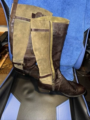 Botas de equitación altas de cuero marrón y verde Etienne Aigner talla 10 caballo ecuestre  Foto 1 de 4
