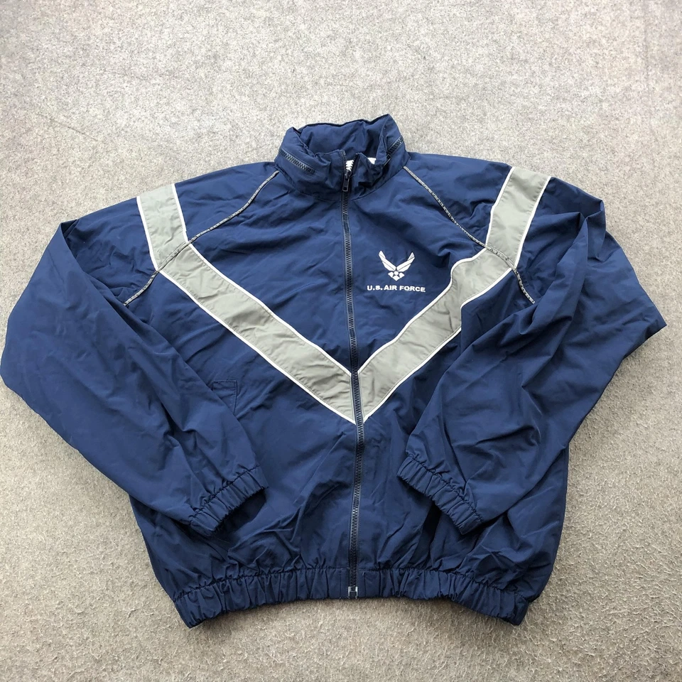 Chaqueta cortavientos reflectante PTU Skilcraft de nailon azul pequeña de la Fuerza Aérea de los Estados Unidos para hombre Foto 1 de 4