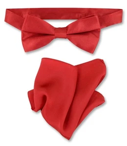 Biagio 100% Silk BowTie Solid Rose Red Color Mens Bow Tie and Handkerchief - Imagen 1 de 1