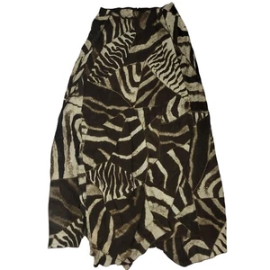 Ralph Lauren Rock Damen Small Zebra Braun Asymmetrischer Saum Chiffon Midi Boho - Bild 1 von 24