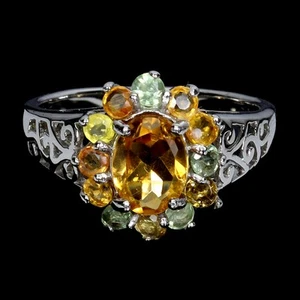 925 Sterling Silver Ring Oval Citrine 8x6mm Sapphire Gemstone Jewelry Size 8 - Picture 1 of 14